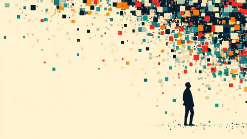 Abstract Silhouette with Geometric Shapes