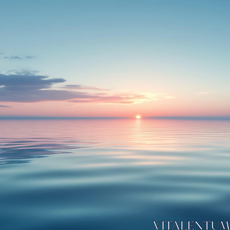 Peaceful Ocean Sunset with Soft Colors AI Image