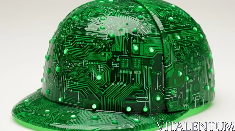 Green Circuit Hat - Digitally Enhanced Industrial Aesthetics AI Image