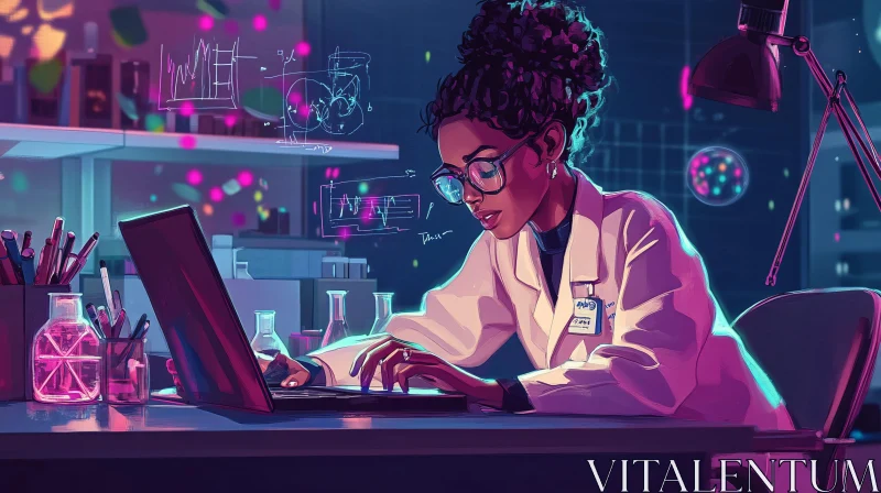 AI ART Female Scientist at Work