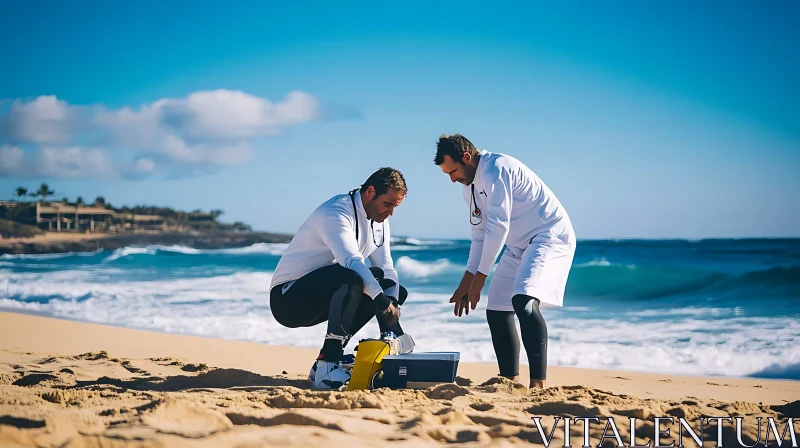 Doctors on Sandy Beach AI Image