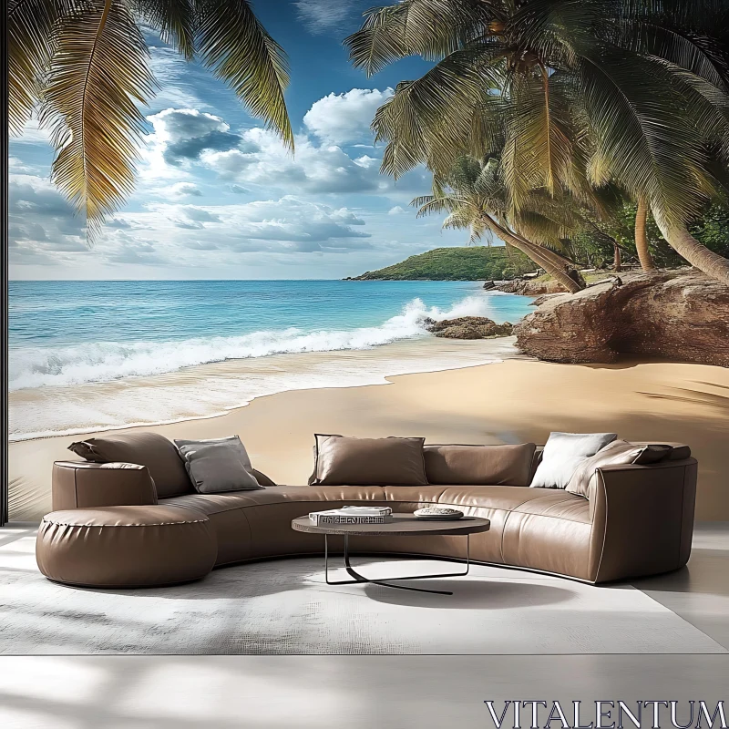 AI ART Beach View Living Room Interior Design