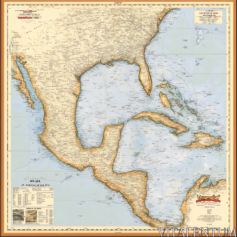 Antique Cartography: Central America and Mexico AI Image