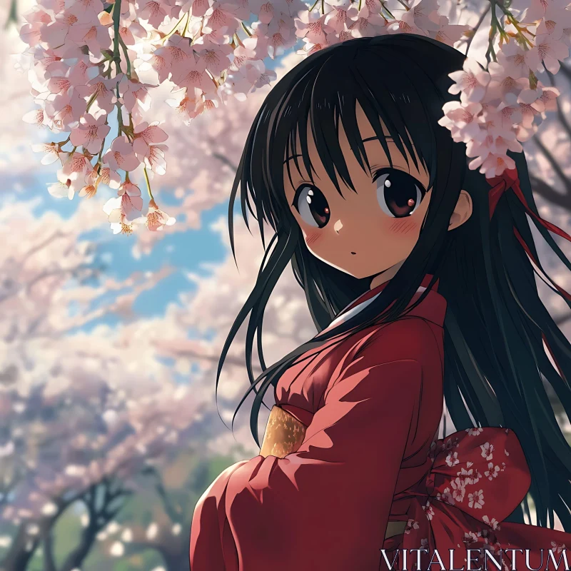 Anime Girl in Spring AI Image