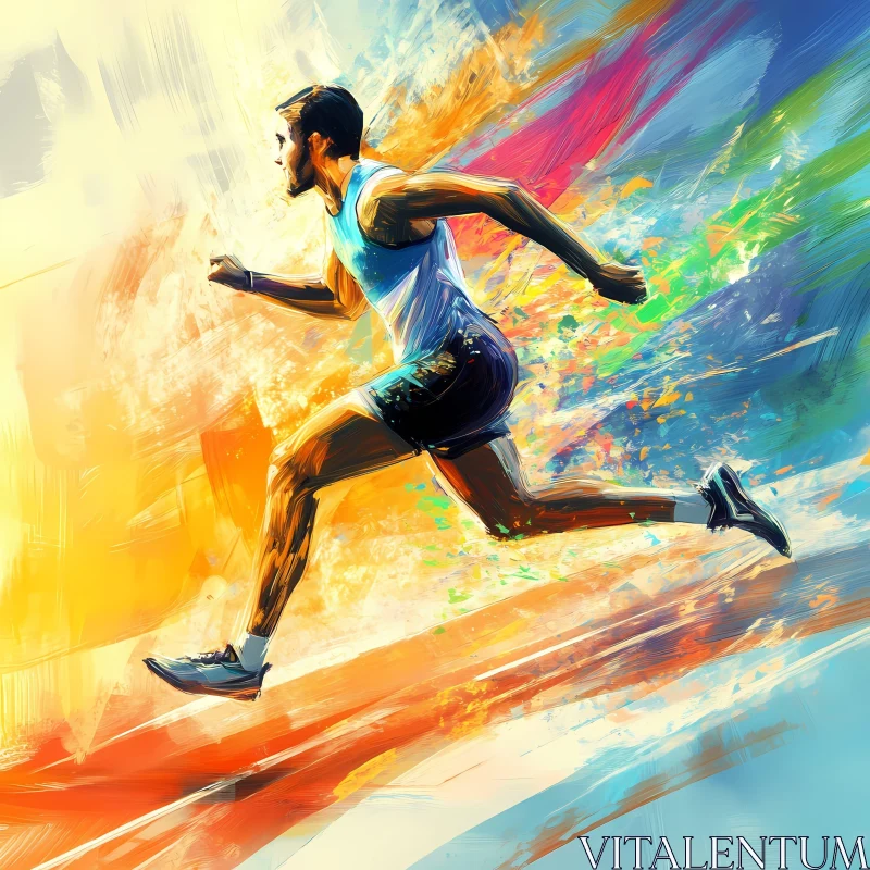 Expressive Runner in a Colorful Abstract AI Image