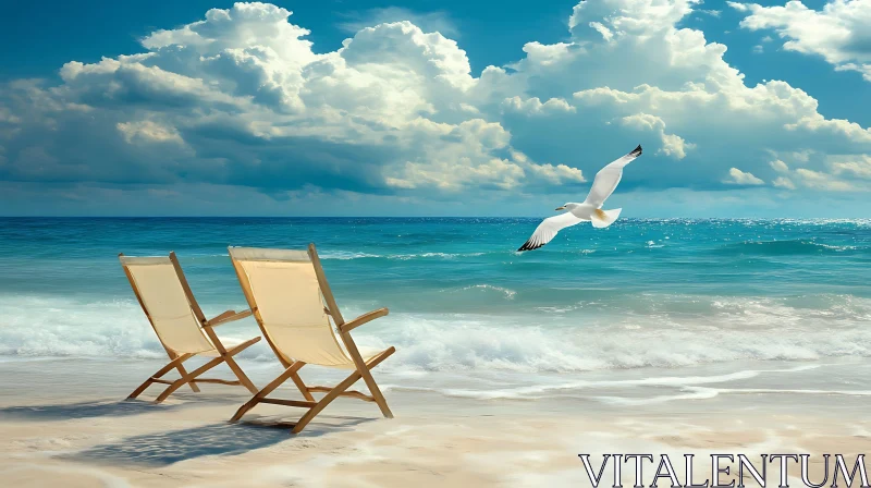 AI ART Seaside Relaxation with Seagull