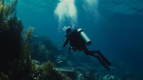 Diver in the Deep Blue Sea