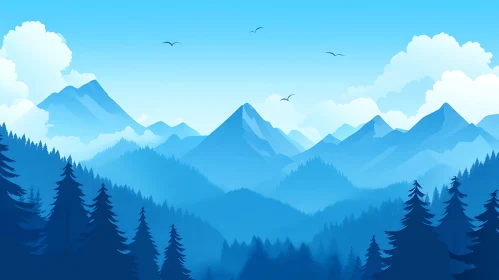 Peaceful Blue Mountains and Forest View