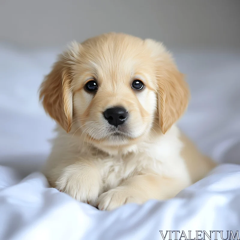 Cute Golden Retriever Puppy Close-Up AI Image