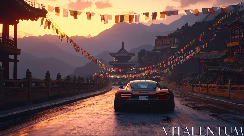 AI ART Sports Car Journey at Sunset