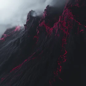 Abstract Dark Mountain with Red Lines