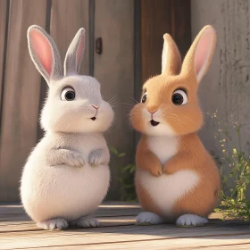 Two Cute Rabbits Illustration