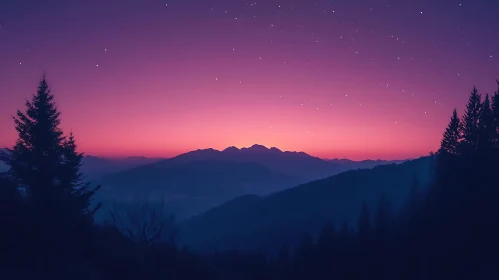 Nightfall Over the Peaks