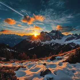 Snowy Peaks at Sunset