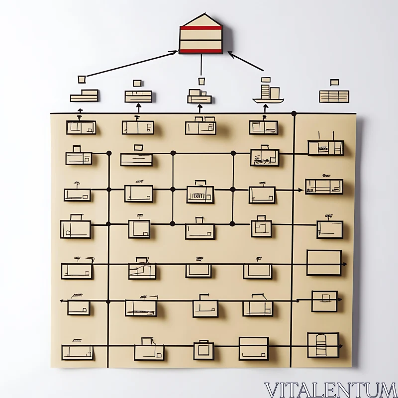 Conceptual Flowchart with Rectangular Elements AI Image