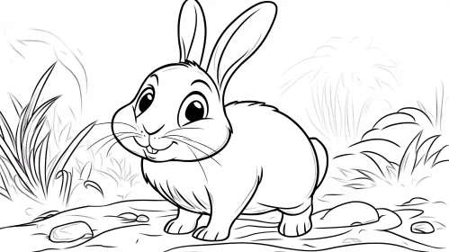 Whimsical Bunny Line Art