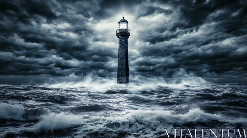 AI ART Beacon of Hope: Lighthouse in a Storm