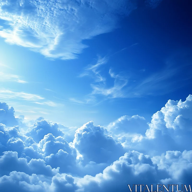 AI ART Fluffy Clouds in Azure Sky