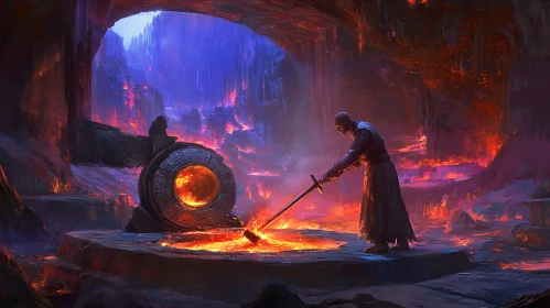 Blacksmith working in the Forge