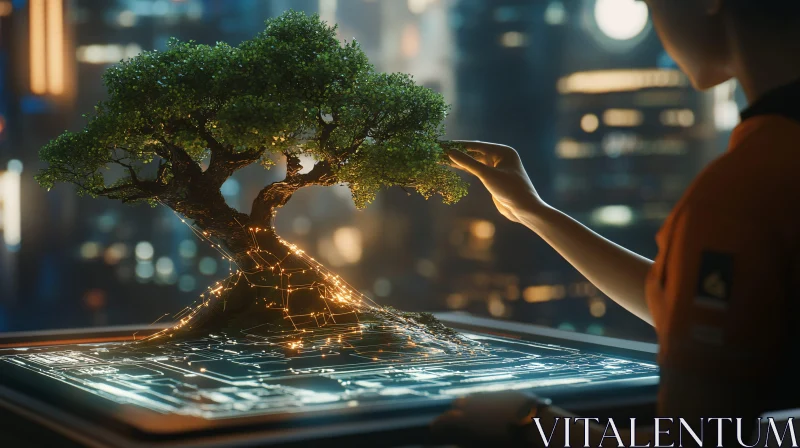 Tech Meets Nature: Bonsai and Circuitry AI Image