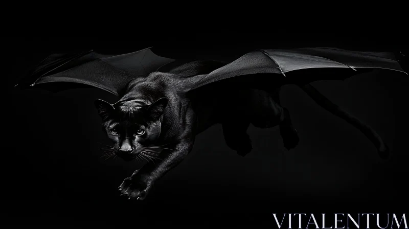 AI ART Panther with Wings in the Night