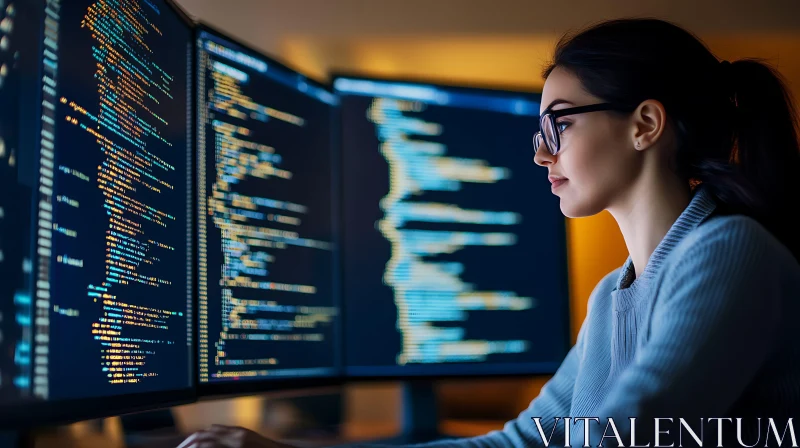 Female Programmer at Work AI Image