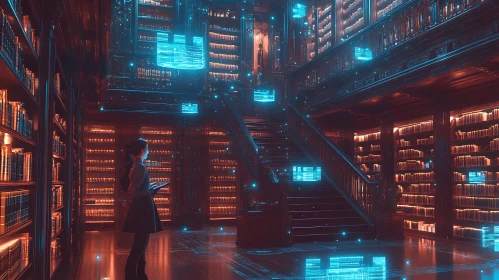 Woman in the Library of the Future