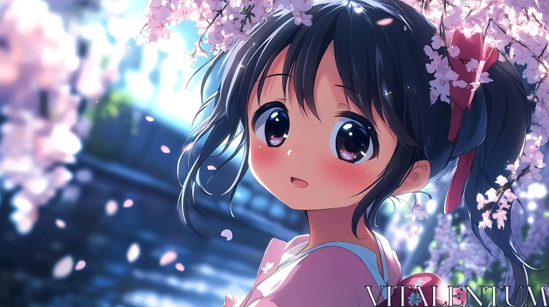 Anime Girl in Spring Blossom AI Image