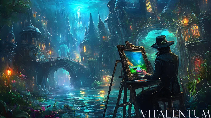Painter's Dream: A Gothic Cityscape AI Image