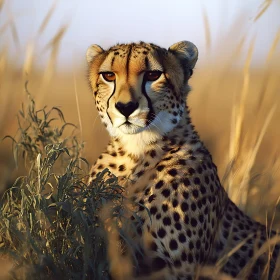 Serene Cheetah Among Tall Grasses