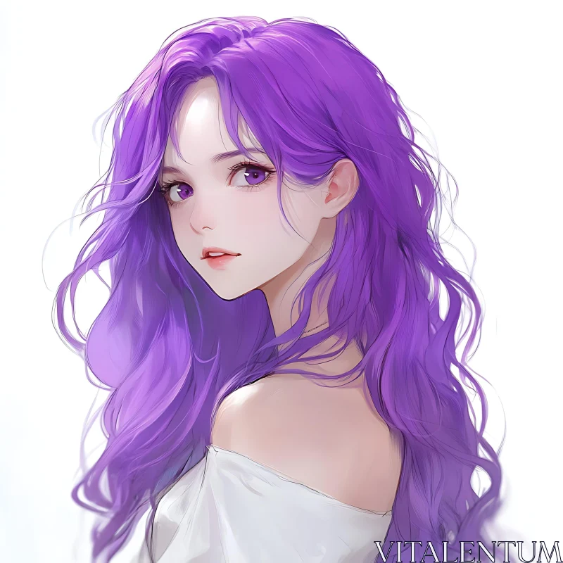 Purple-Haired Anime Girl Illustration AI Image