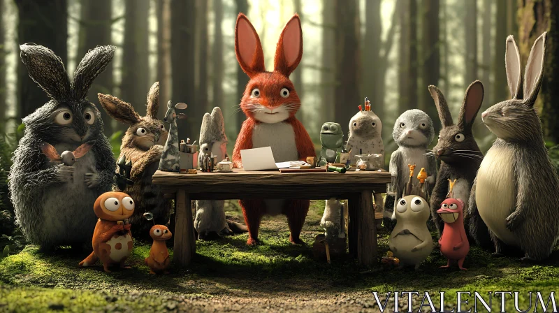 Whimsical Woodland Friends Meeting AI Image