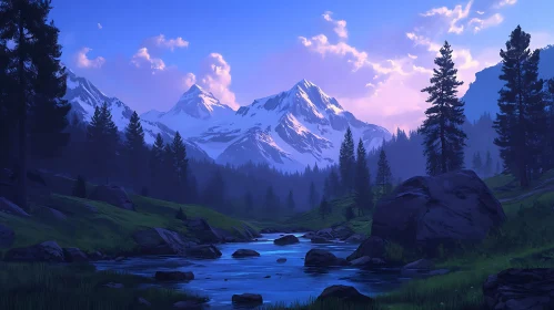 Peaceful Mountain River Scene