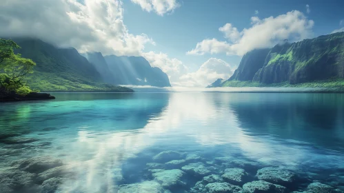 Still Lake Reflecting Mountain Vista