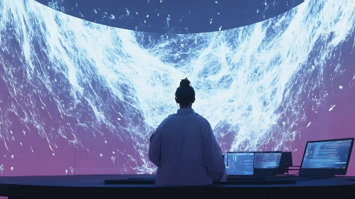 Person Immersed in Digital Simulation