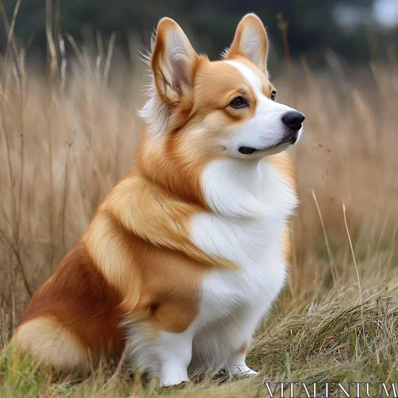 Orange and White Corgi Outdoors AI Image