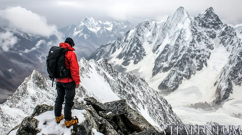 AI ART A Lone Figure Amidst Majestic Mountains