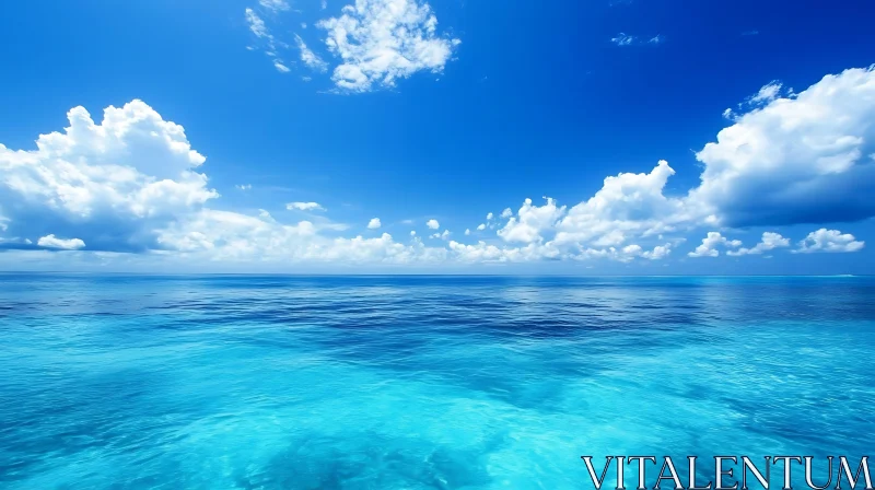 Turquoise Sea and Cloudy Sky AI Image