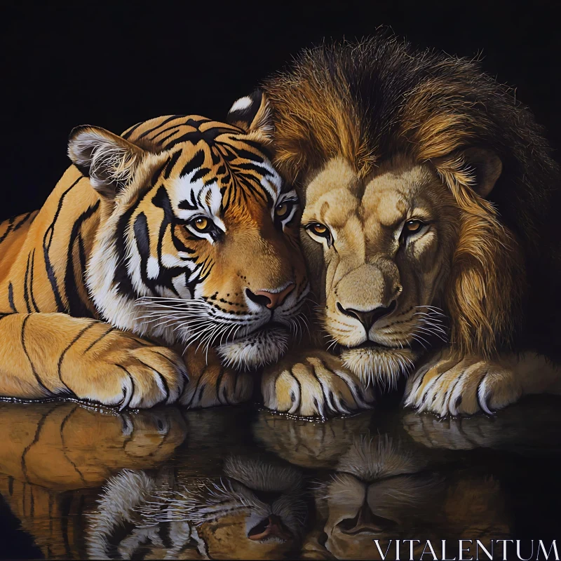 AI ART Tiger and Lion Together in Harmony