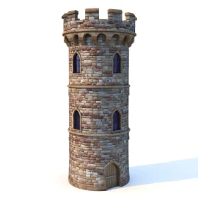 Ancient Cylindrical Tower with Stone Bricks