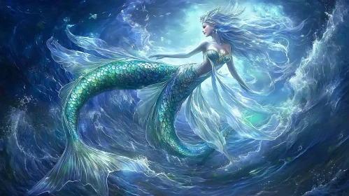 Aquatic Beauty: A Mermaid's Serene Swim