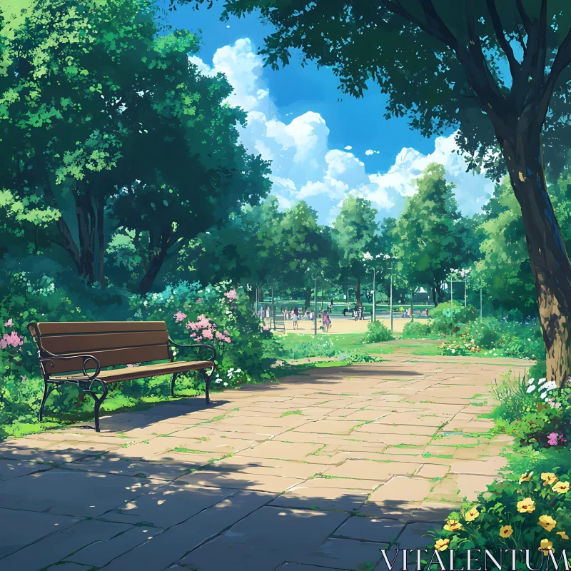 AI ART Peaceful Park Pathway