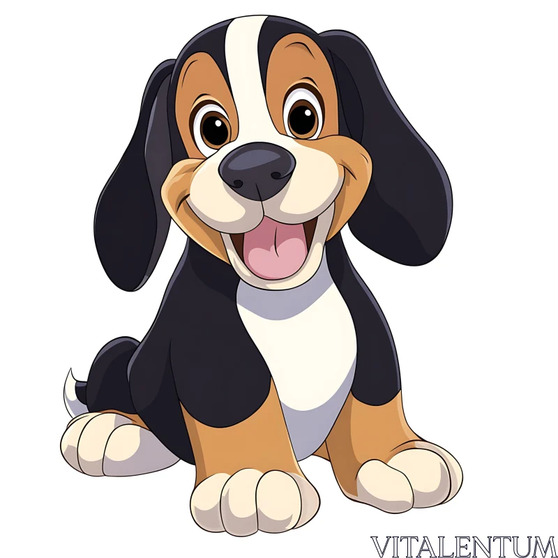 Happy Cartoon Dog Drawing AI Image