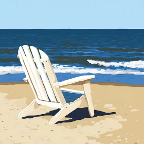 Seaside Relaxation: Adirondack Chair on Beach