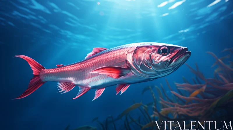 Red Fish Under Light: An Intricate and Historical Illustration AI Image