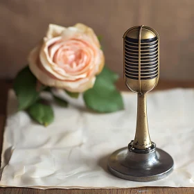 Retro Microphone and Peach Rose