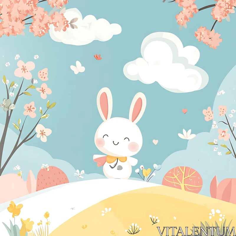 AI ART Pastel Bunny in Bloom