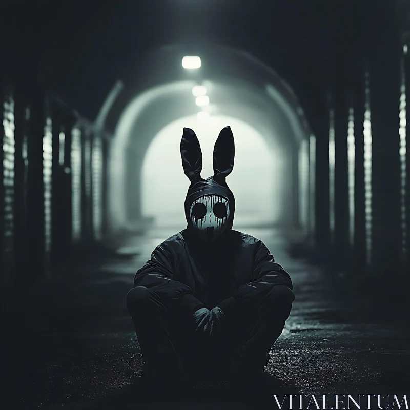 AI ART Dark Tunnel Bunny Mask