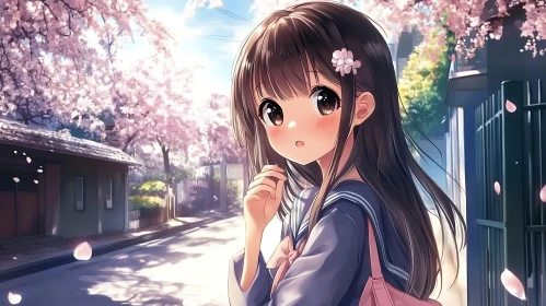 Anime Blossom Street Scene