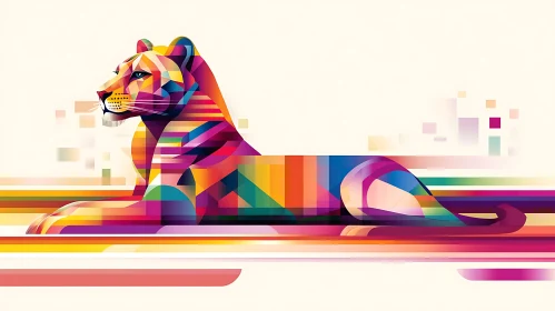 Colorful Polygonal Lion Illustration